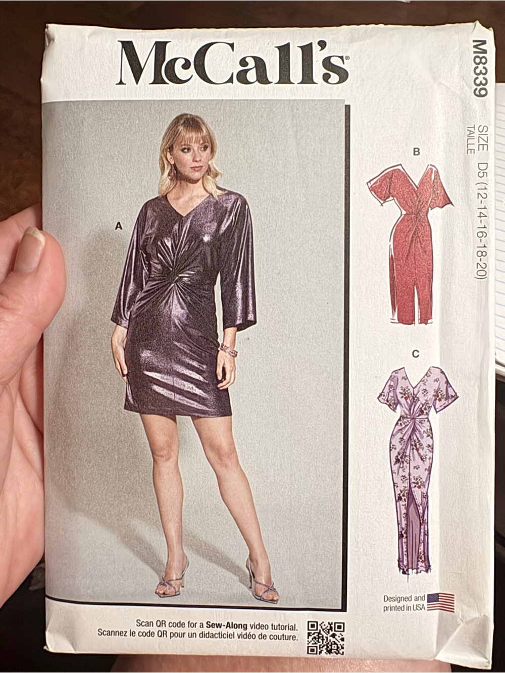 BN UNCUT MCCALLS 8339 D5 PLUS SIZE SEWING PATTERNS FORMAL DRESS